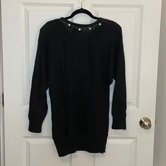 1980s Eddie Dassin Black Gem Glam Vintage Sweater Holiday - Picture 7 of 8